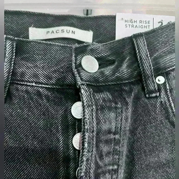 PacSun Black Denim High Rise Straight Jeans- Size 24- NWT - Picture 5 of 5